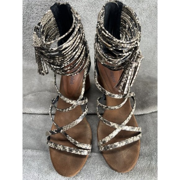 Jeffrey Campbell Women’s 7.5 Despina Snake Tassel Multi Strap Ankle Sandals - Picture 6 of 9